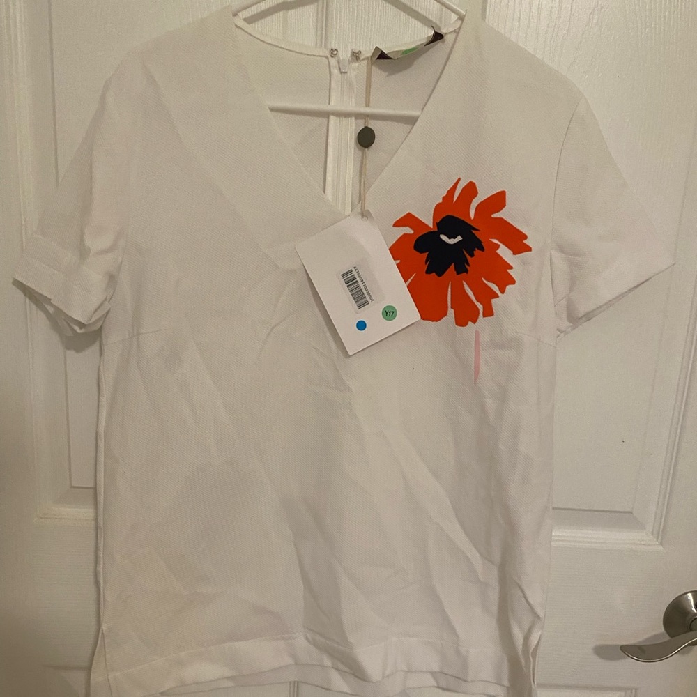 Stella McCartney White Cotton Embroidered Patch Top